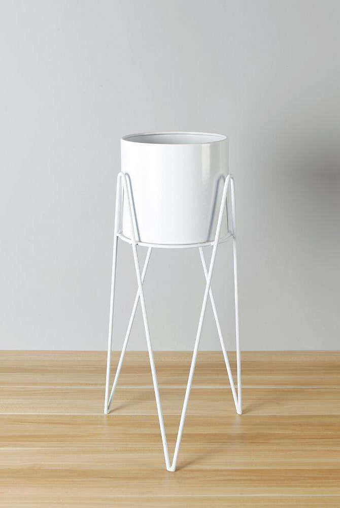 SHIRA WHITE PLANTER WITH HAIRPIN LEGS (61CM) ArtiPlanto