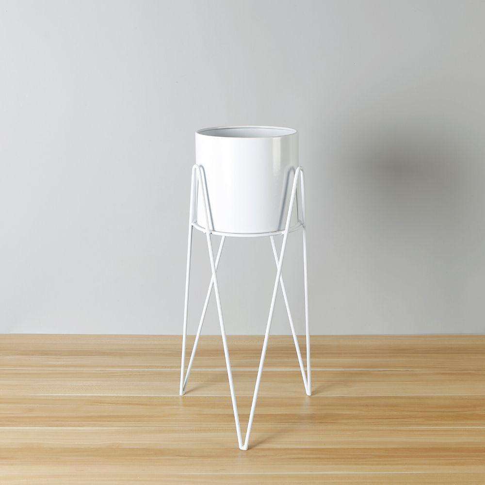 SHIRA WHITE PLANTER WITH HAIRPIN LEGS (61CM) ArtiPlanto