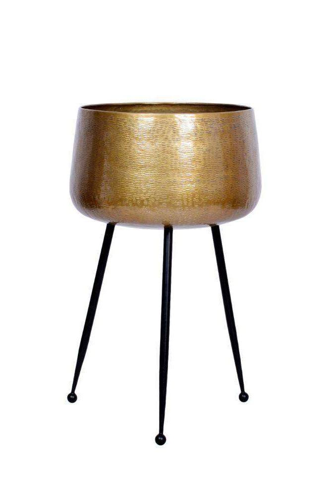 Sara - Brass Planter With Black Legs Brass Planter