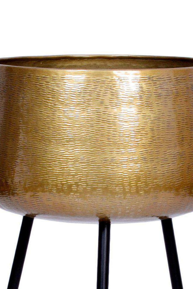 Sara - Brass Planter With Black Legs Brass Planter