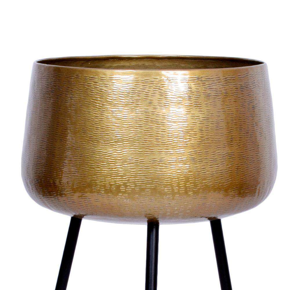 Sara - Brass Planter With Black Legs Brass Planter