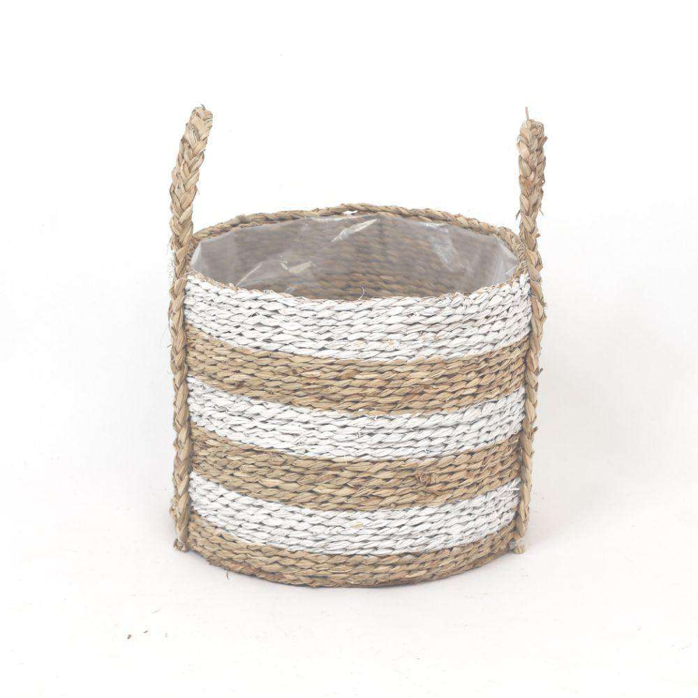 TOM - Seagrass Planter With White Stripes ArtiPlanto