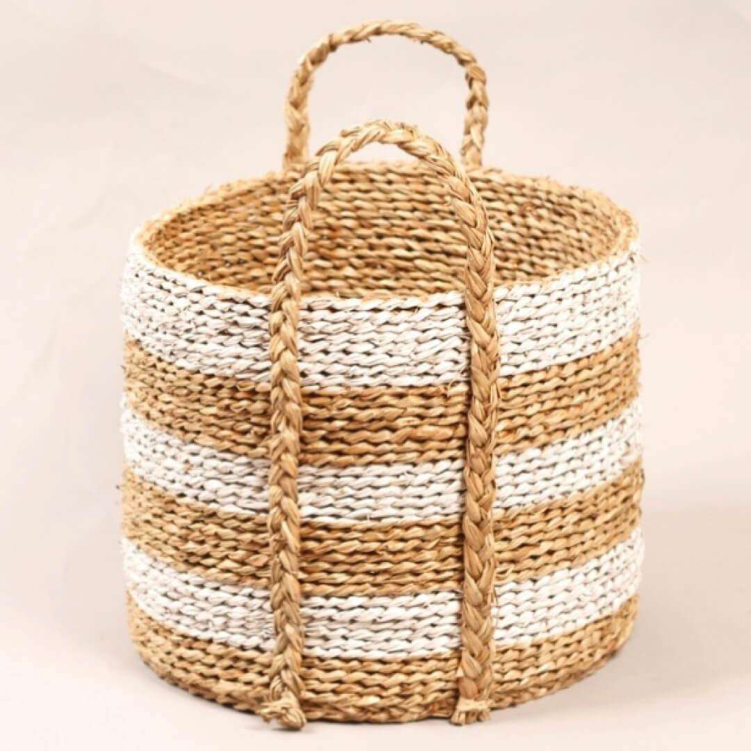 TOM - Seagrass Planter With White Stripes ArtiPlanto