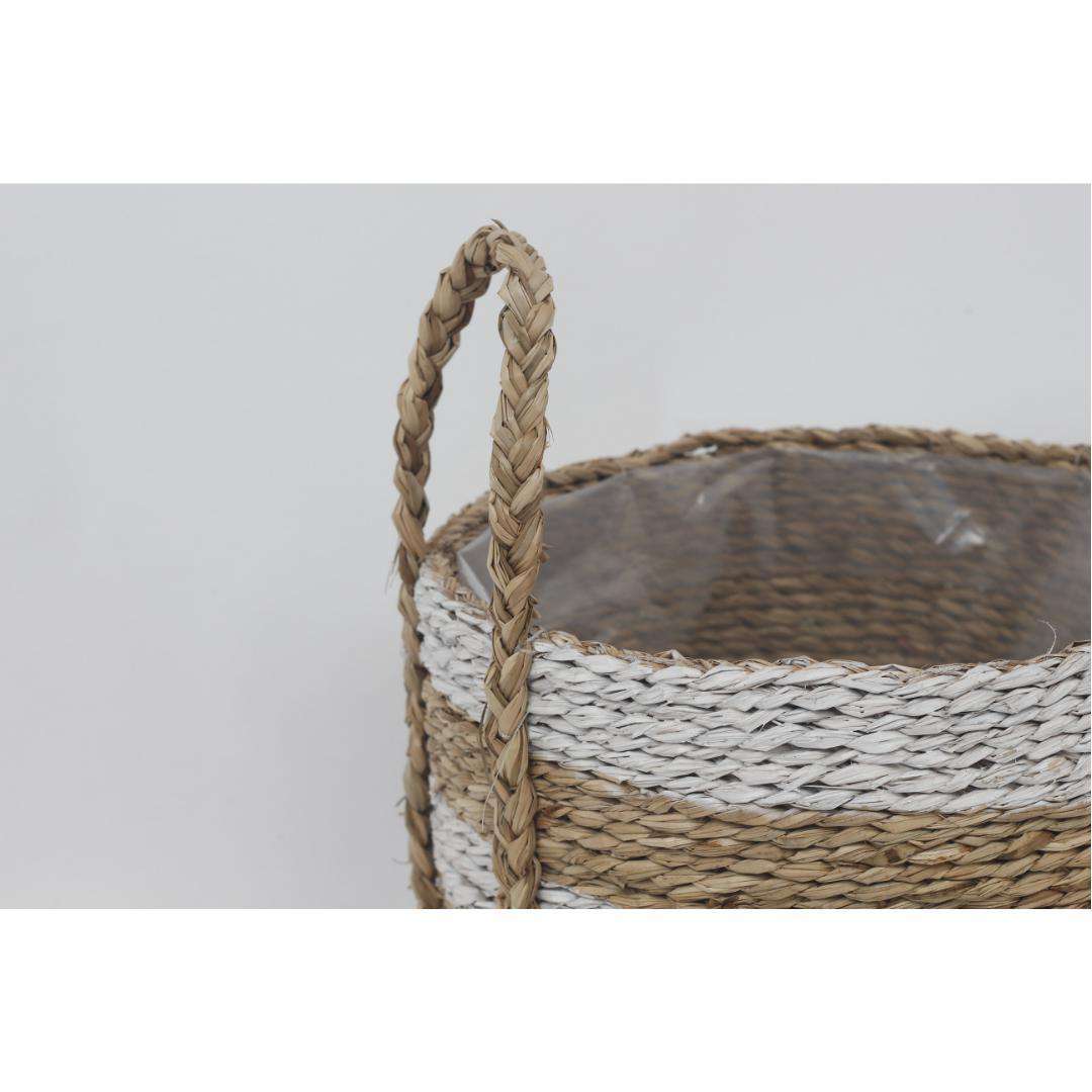 TOM - Seagrass Planter With White Stripes ArtiPlanto