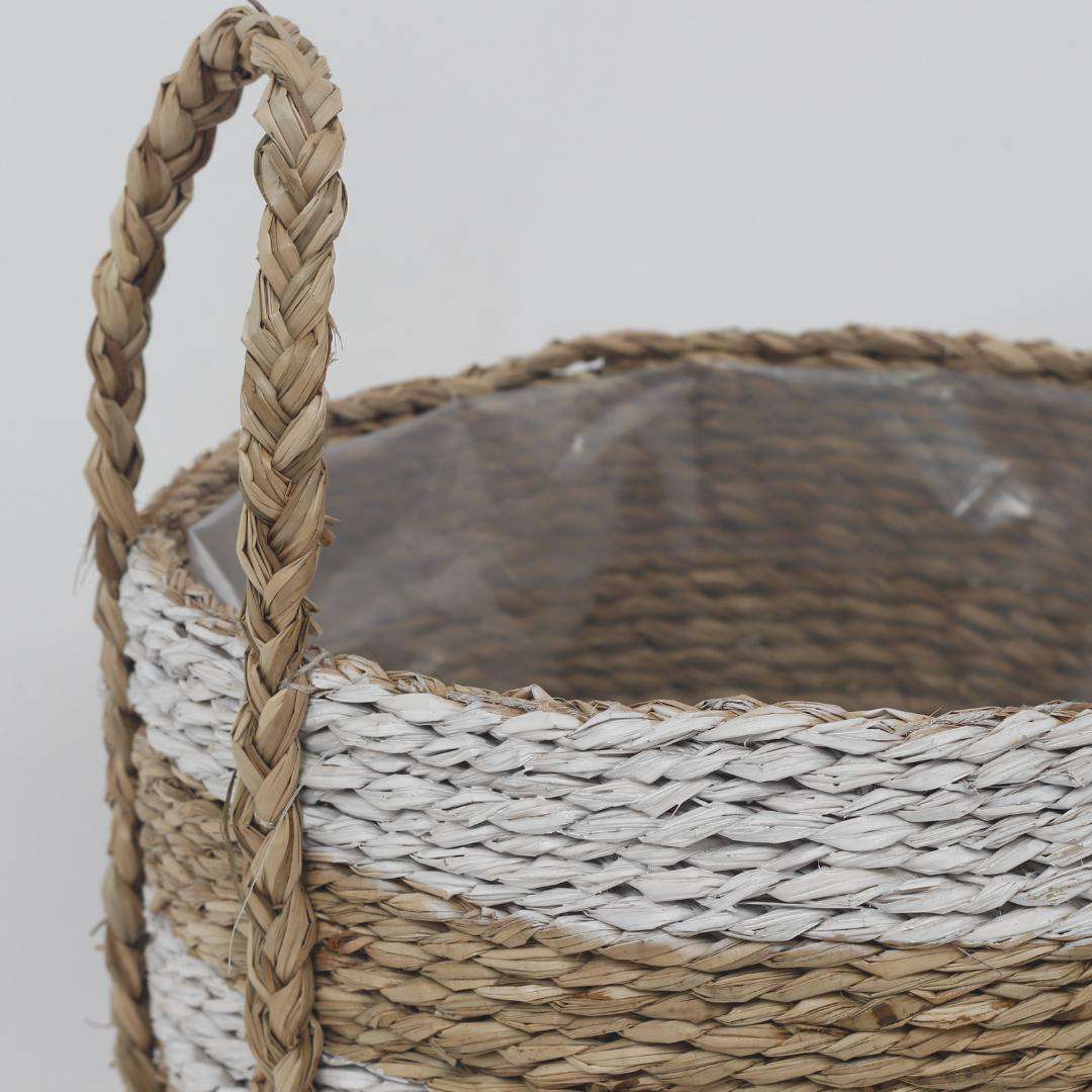 TOM - Seagrass Planter With White Stripes ArtiPlanto