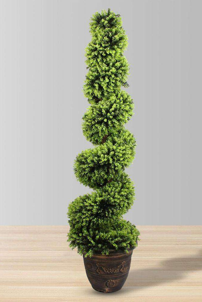 WALES Faux Potted Spiral Boxwood Topiary Plant (Multiple Sizes) ArtiPlanto