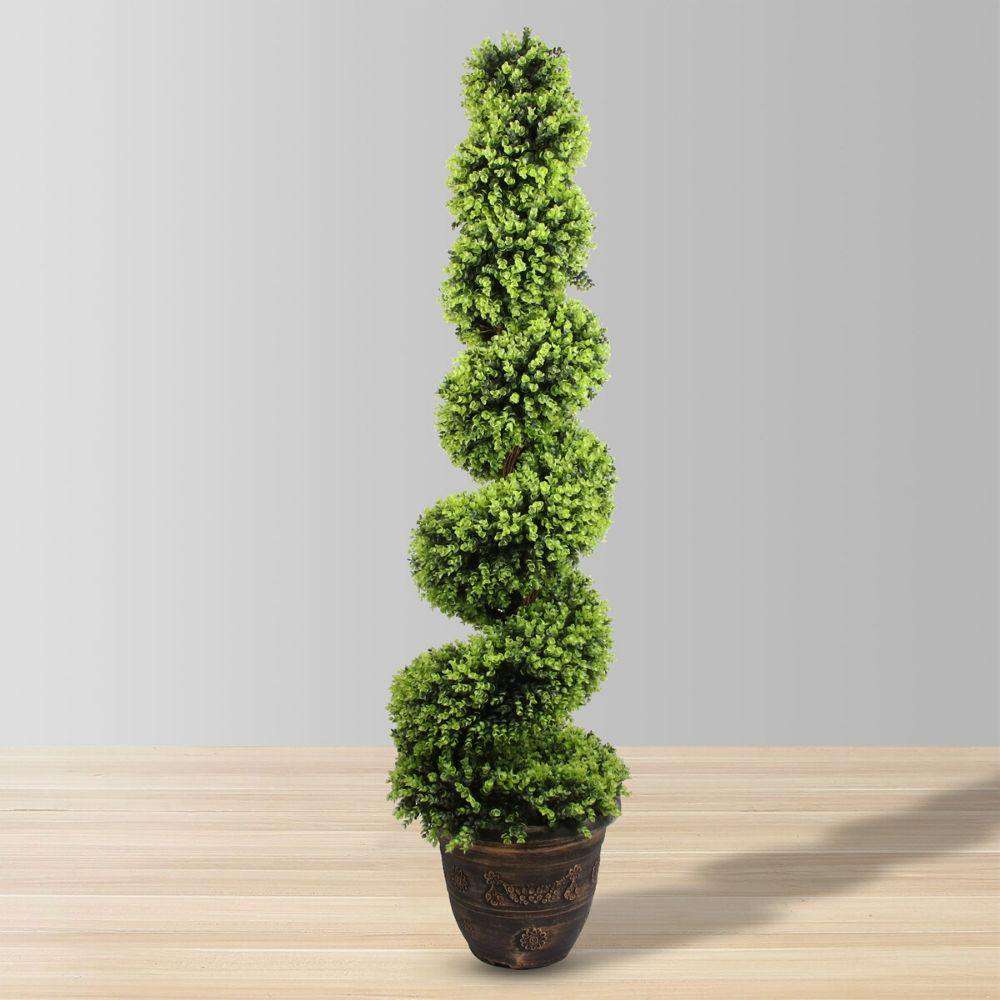 WALES Faux Potted Spiral Boxwood Topiary Plant (Multiple Sizes) ArtiPlanto