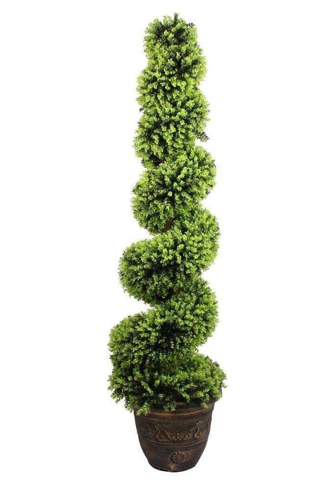 WALES Faux Potted Spiral Boxwood Topiary Plant (Multiple Sizes) ArtiPlanto