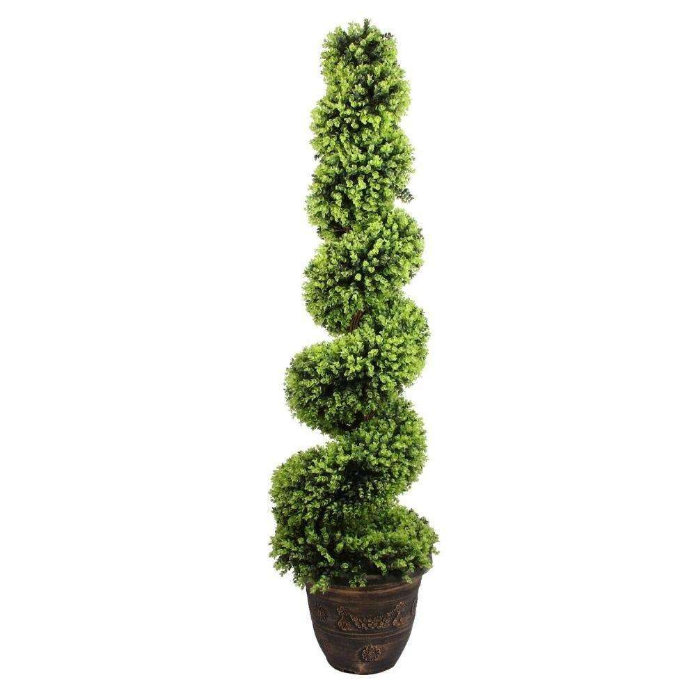 WALES Faux Potted Spiral Boxwood Topiary Plant (Multiple Sizes) ArtiPlanto