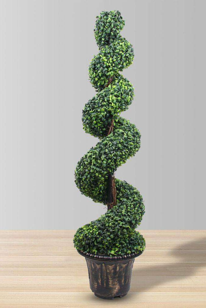 WELLS Faux Potted Spiral Boxwood Topiary Plant (Multiple Sizes) ArtiPlanto