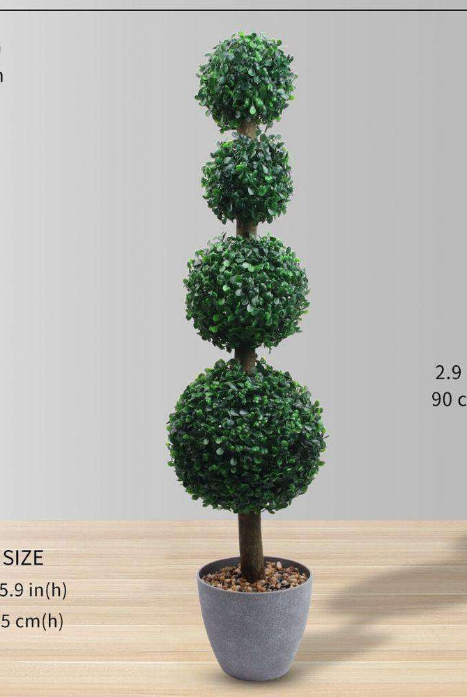 YORK Faux Potted Boxwood Topiary Plant 3' ArtiPlanto