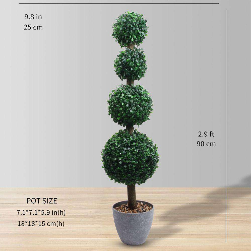 YORK Faux Potted Boxwood Topiary Plant 3' ArtiPlanto