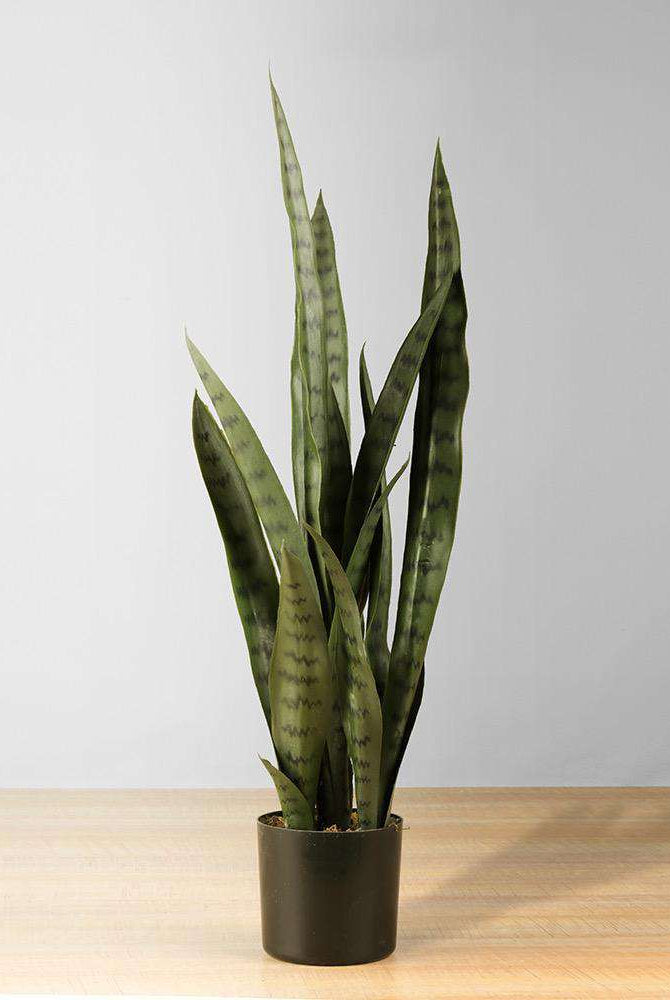 ZORO Artificial Snake Sansevieria Dark Green Potted Plant 30'' ArtiPlanto