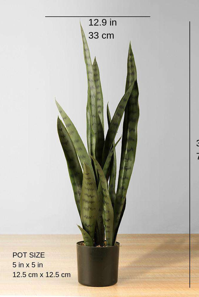 ZORO Artificial Snake Sansevieria Dark Green Potted Plant 30'' ArtiPlanto