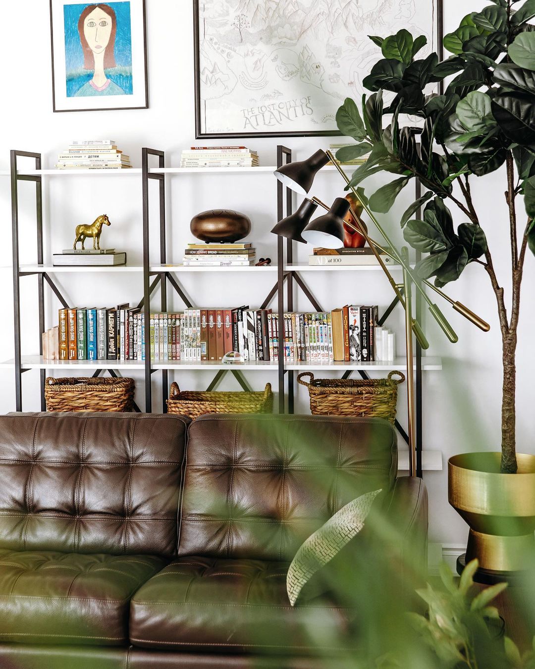 Brass Planter - Kendrik -Mid-Century Brass Floor Planter (Multiple Sizes)