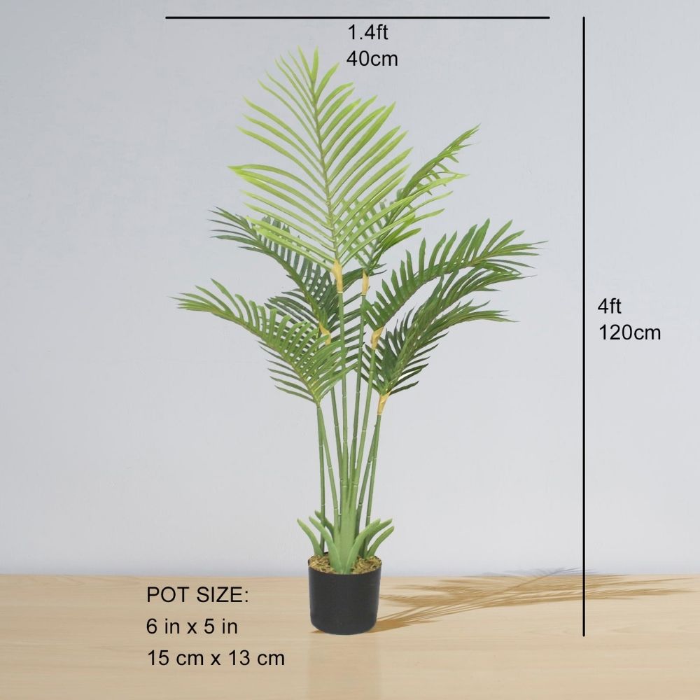 Potted Artificial Plant - Pijao Artificial Hawaii Kwai Palm Tree Potted Plant 4'