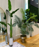 Brass Planter - Mati - White Planter With Black Stand