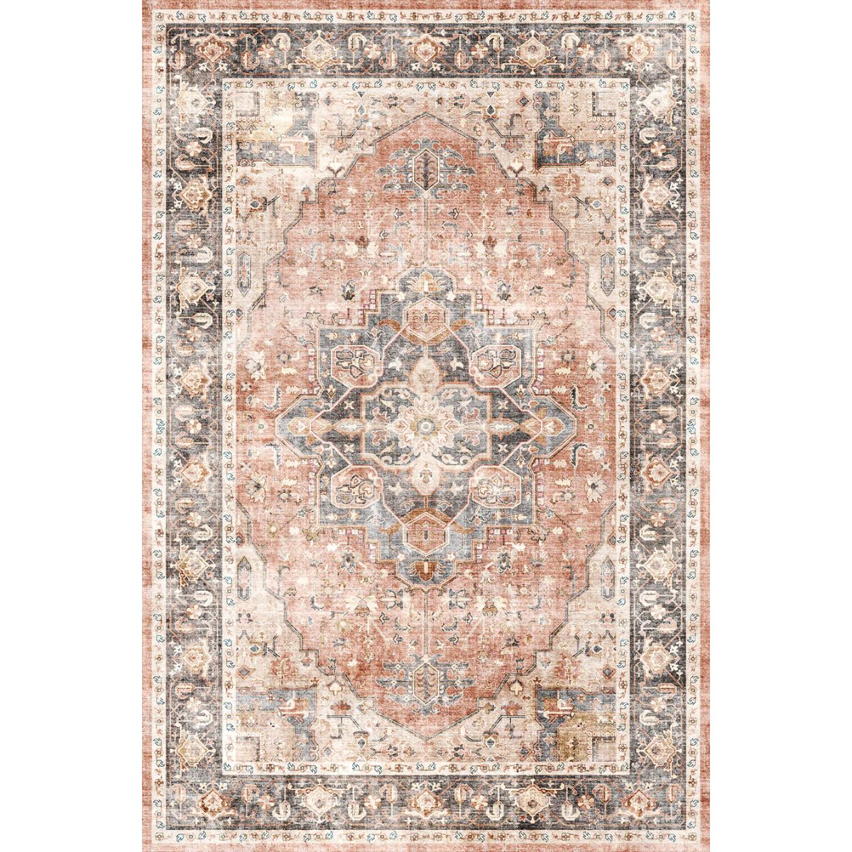 Rug - Riverra Terracotta Black Rug