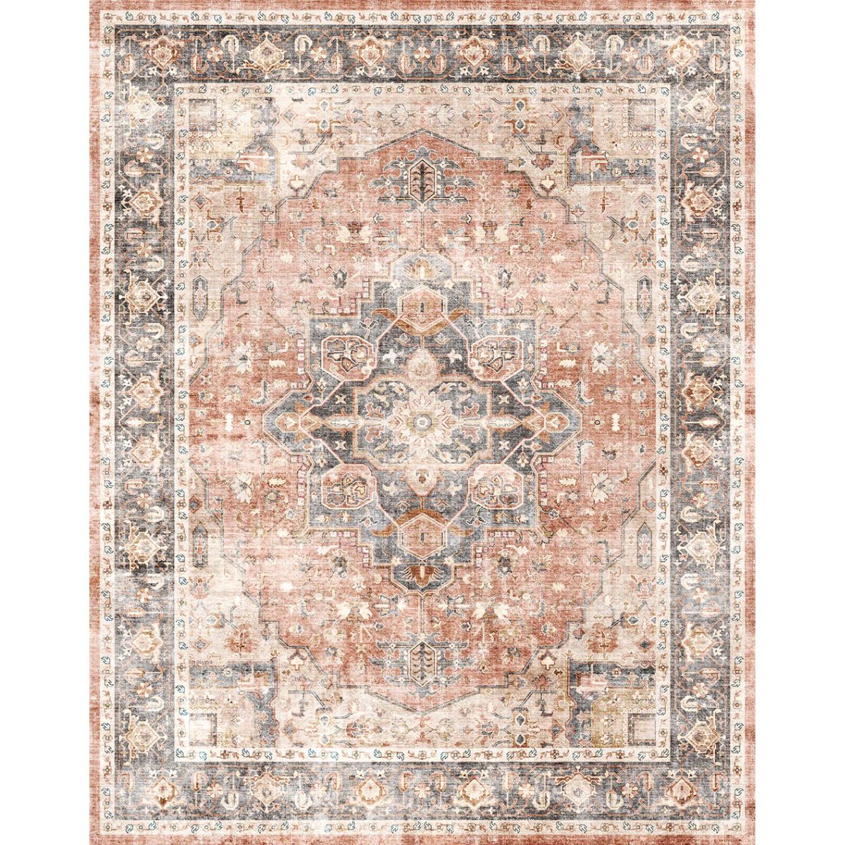 Rug - Riverra Terracotta Black Rug