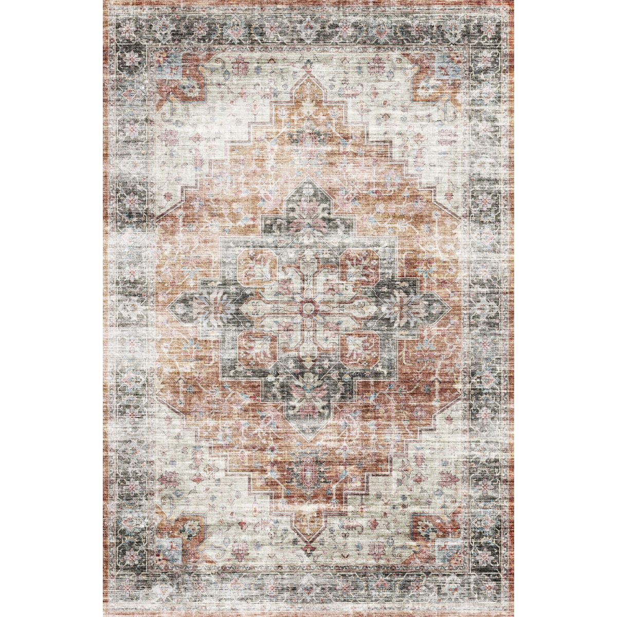 Rug - Echo Burnt Orange Black Pink Rug