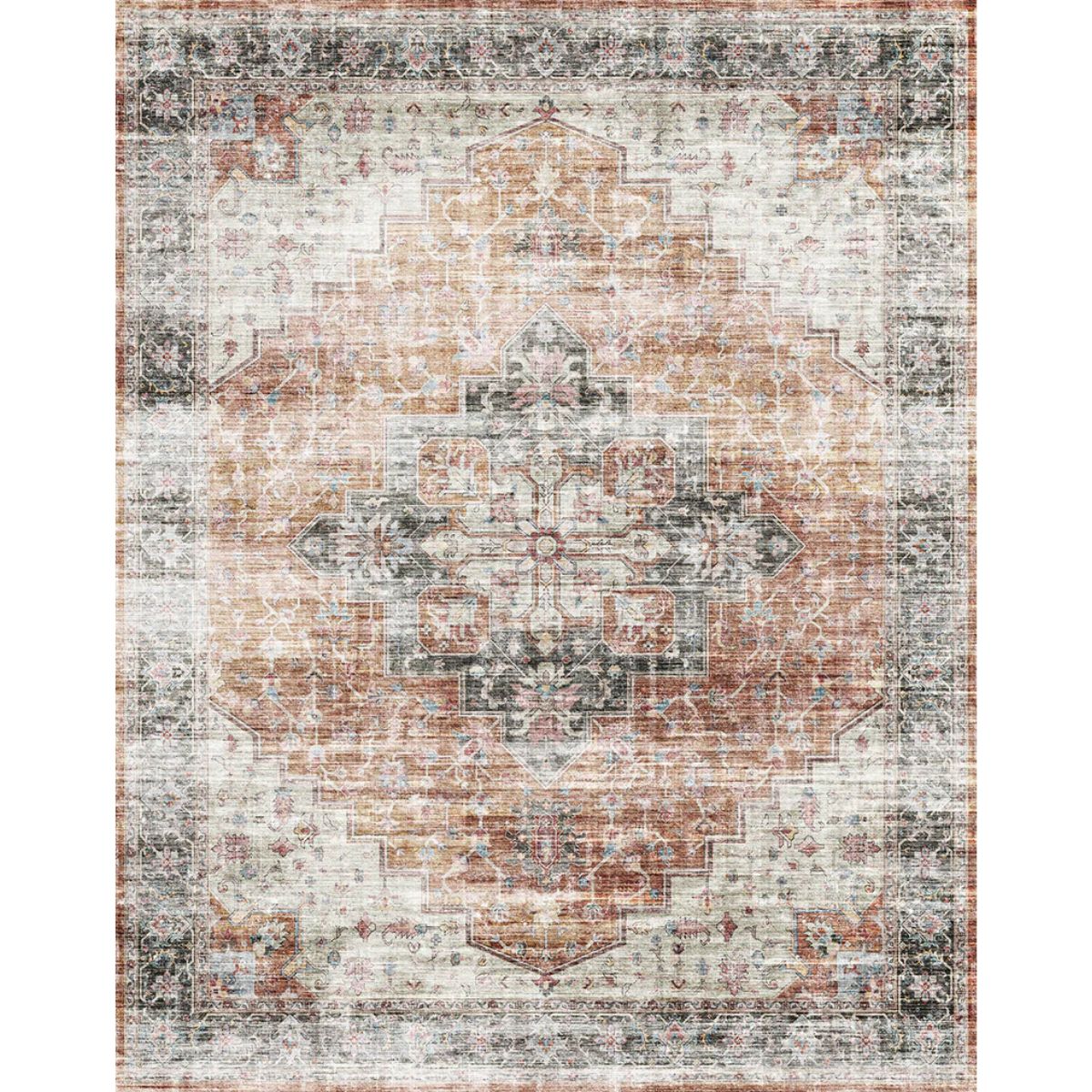 Rug - Echo Burnt Orange Black Pink Rug