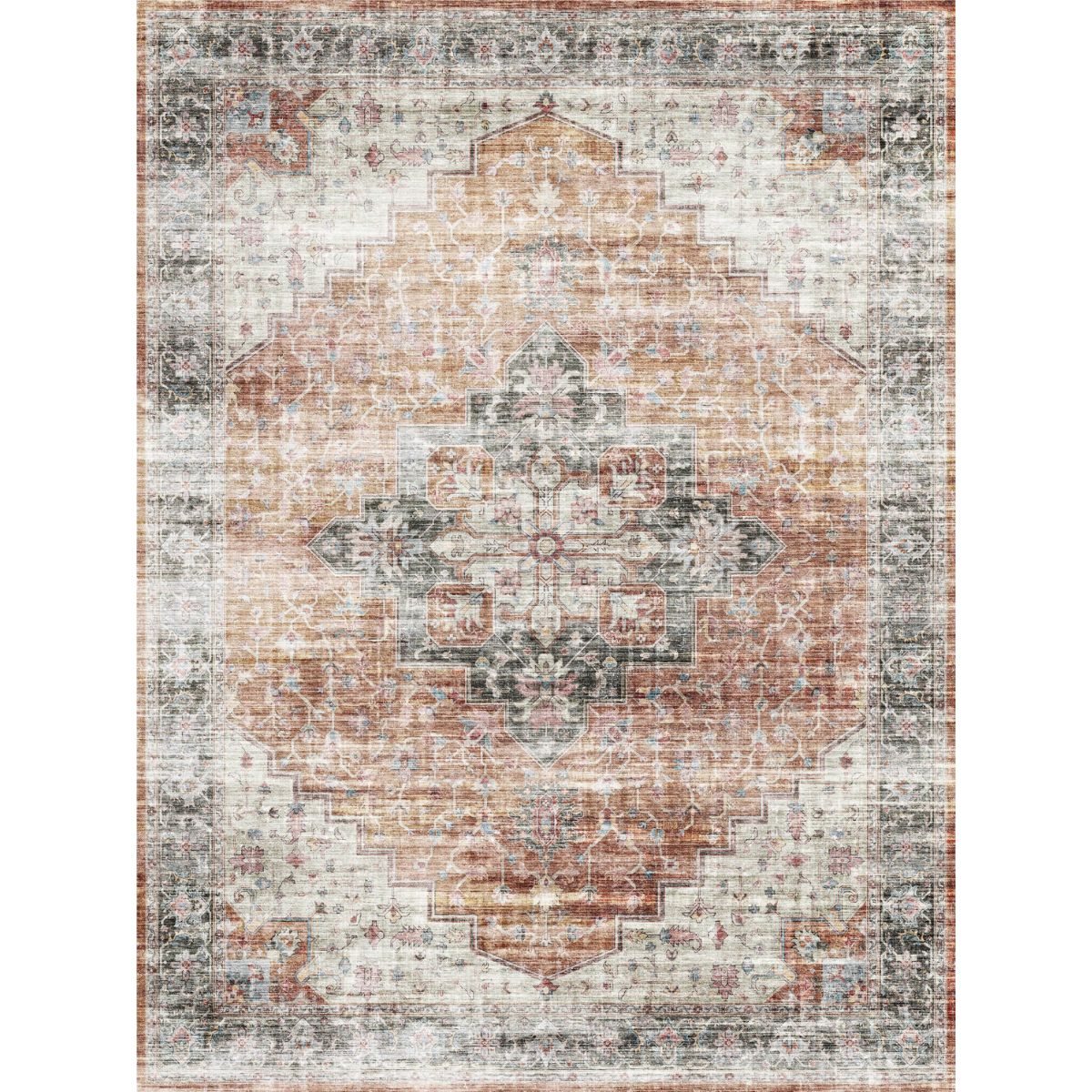 Rug - Echo Burnt Orange Black Pink Rug