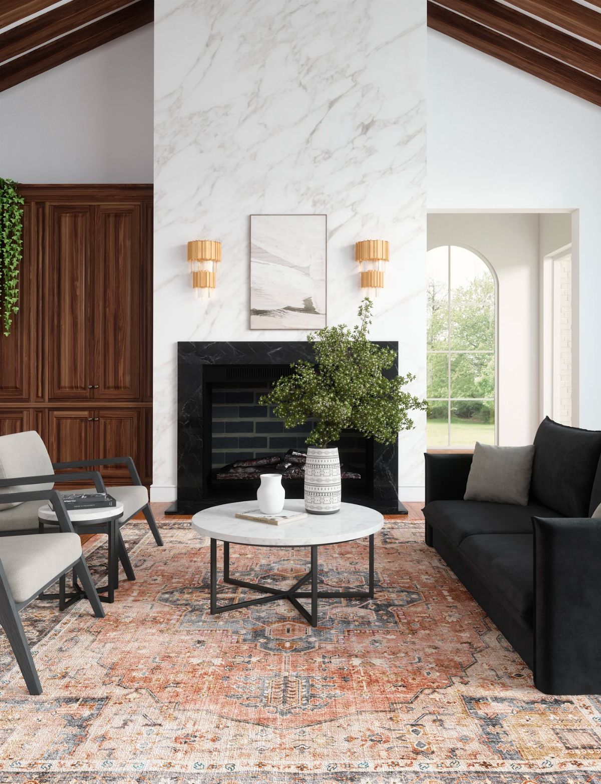 Rug - Riverra Terracotta Black Rug