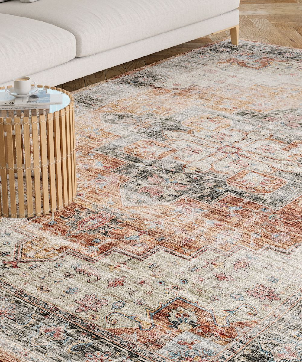 Rug - Echo Burnt Orange Black Pink Rug
