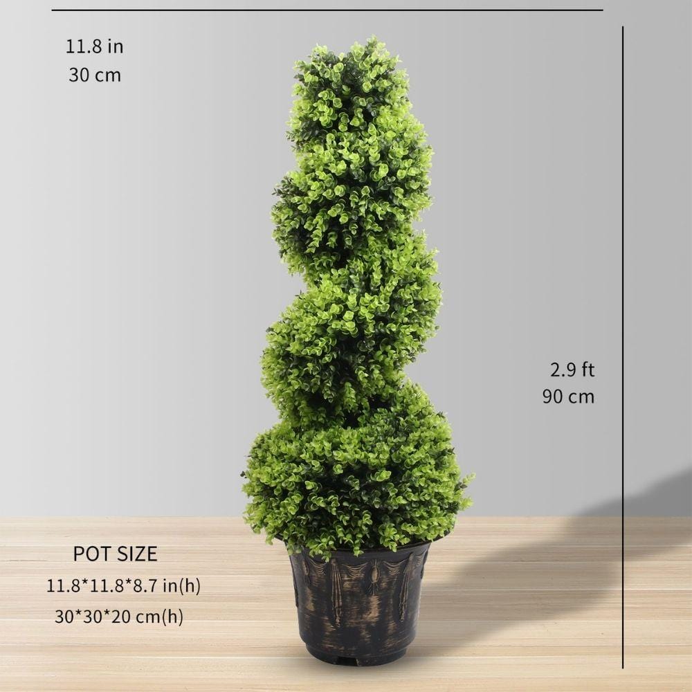 Wales Faux Potted Spiral Boxwood Topiary Plant (Multiple Sizes)