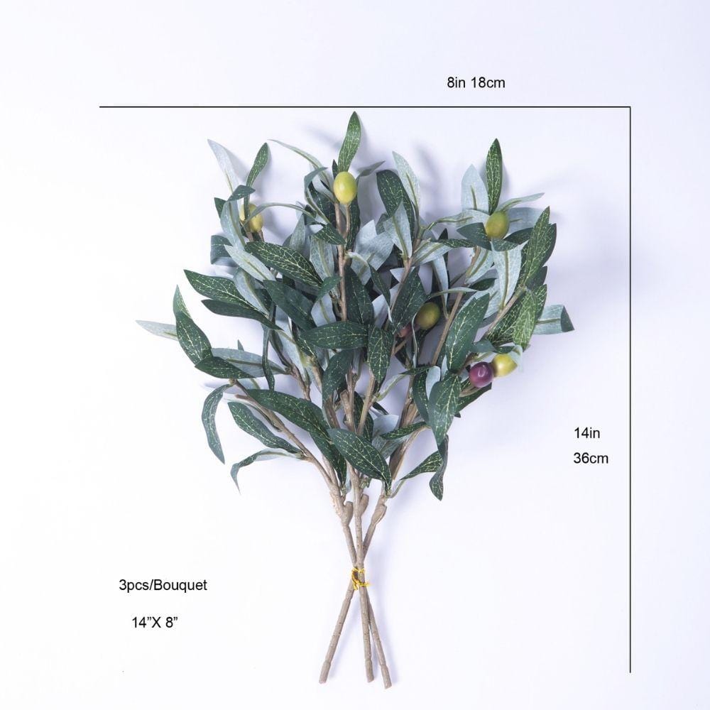 Burbank Artificial Olive Stem Bouquet 14'' X 8''(Set Of 3)