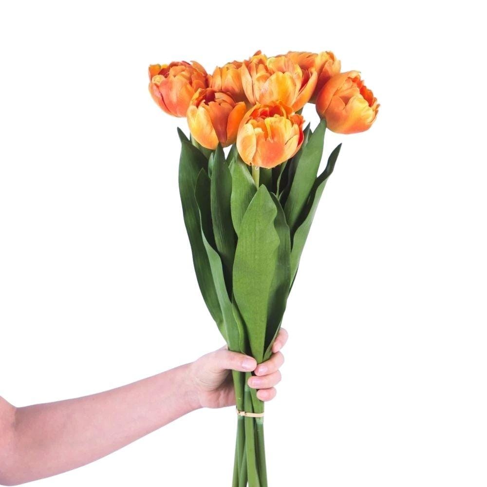 Arleta Artificial Orange Tulip Bouquet 23''X 8'' (Set Of 8)