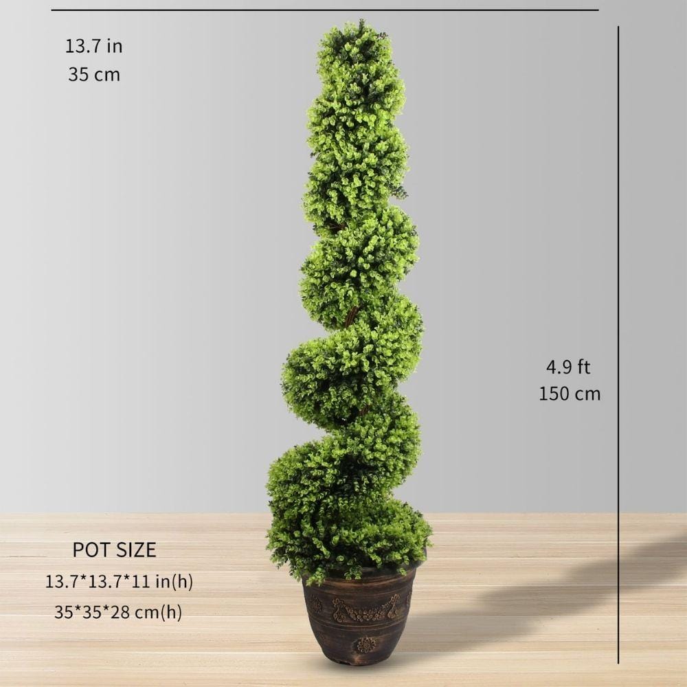 Wales Faux Potted Spiral Boxwood Topiary Plant (Multiple Sizes)