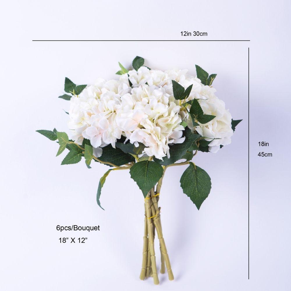 Ventura Artificial White Hydrangea Bouquet 18''X12'' (Set Of 6)