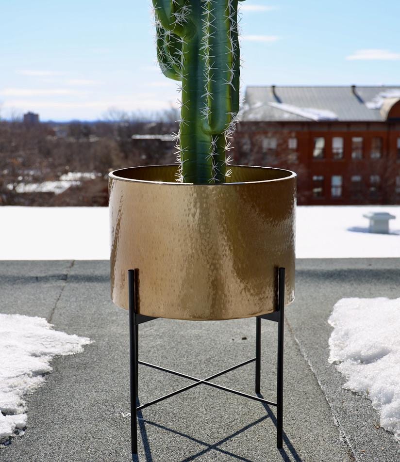 Chava - Brass Mid-Century Planter With Black Stand (Multiple Sizes)