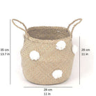 BOMBA - Seagrass Basket With White Pompoms ArtiPlanto