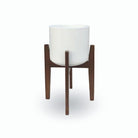 BONI WHITE MID - CENTURY CEMENT PLANTER WITH WOODEN STAND ArtiPlanto