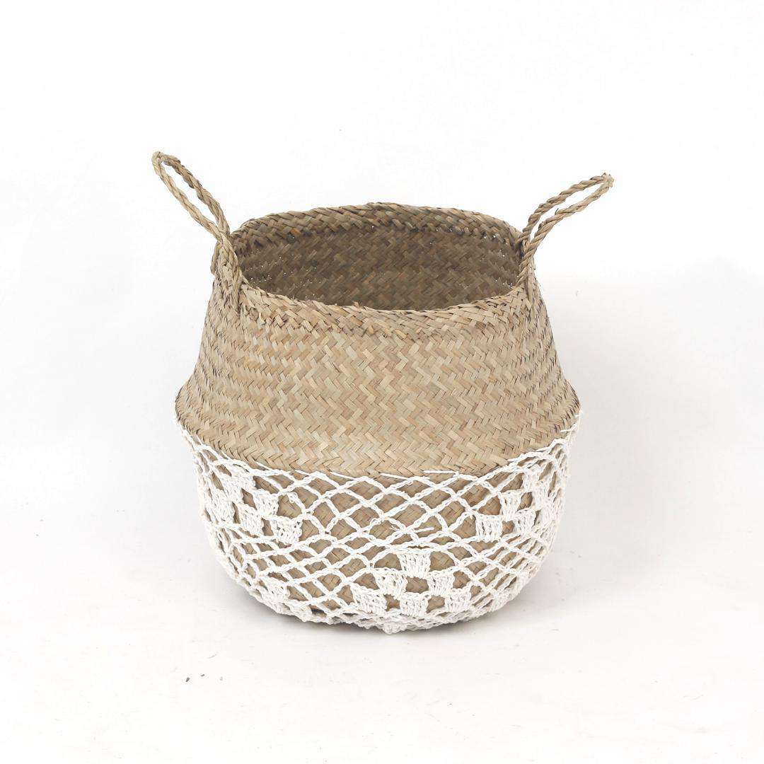 COSTA - Seagrass Basket With White Net Pattern ArtiPlanto