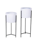 Cira - White Mid-Century Planter With Black Metal Stand (Multiple Sizes) ArtiPlanto