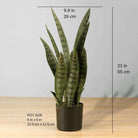DEZI Artificial Snake Sansevieria Dark Green Potted Plant 21'' ArtiPlanto