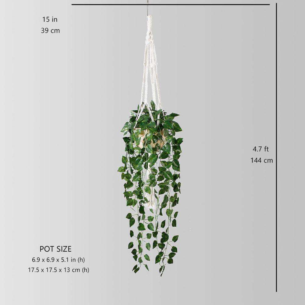 Elrey Faux Potted Macrame Hanging Plant (4.7 Feet) ArtiPlanto