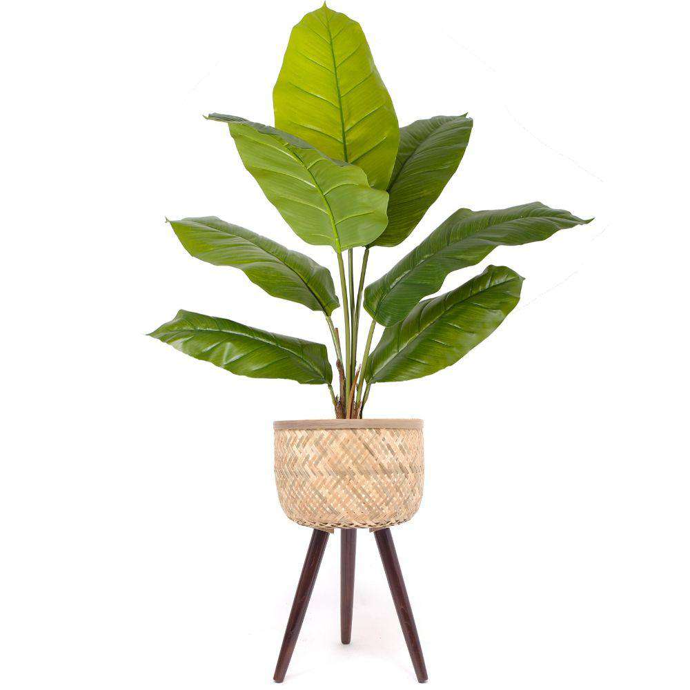 FLAR BAMBOO PLANTER ON WOODEN STAND ArtiPlanto