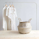ISAK - Seagrass Basket With White Decoration ArtiPlanto