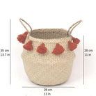 PORTA - Seagrass Basket With Orange Pompoms ArtiPlanto