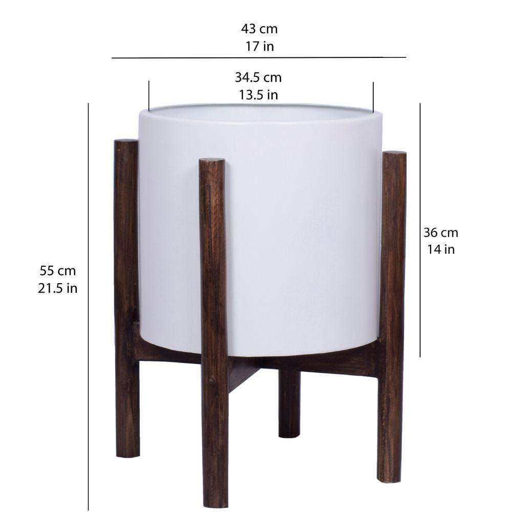 Rica - Mid-Century Modern Plant Stand With White Planter (Multiple Sizes) ArtiPlanto