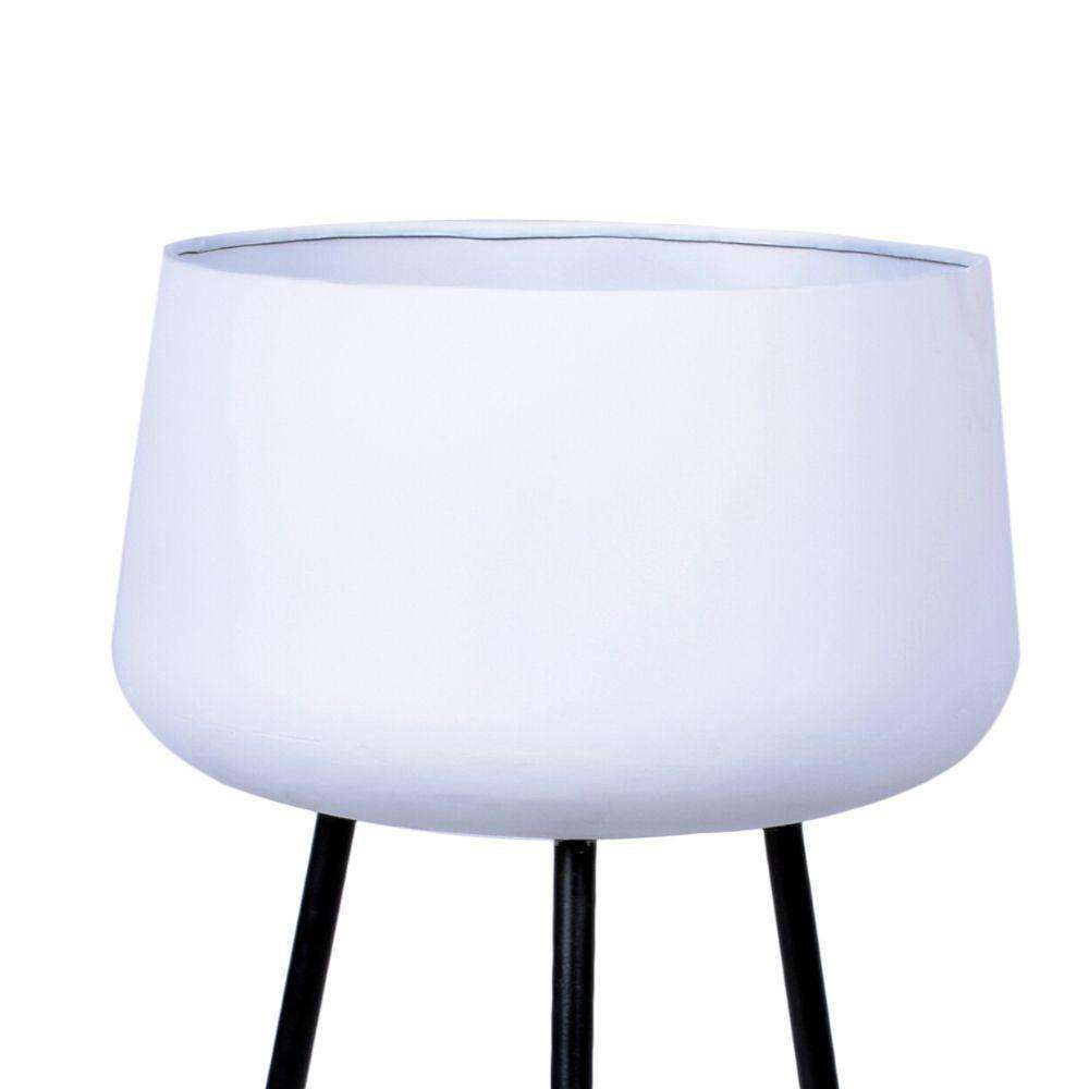 white plant pot with black stand Tara